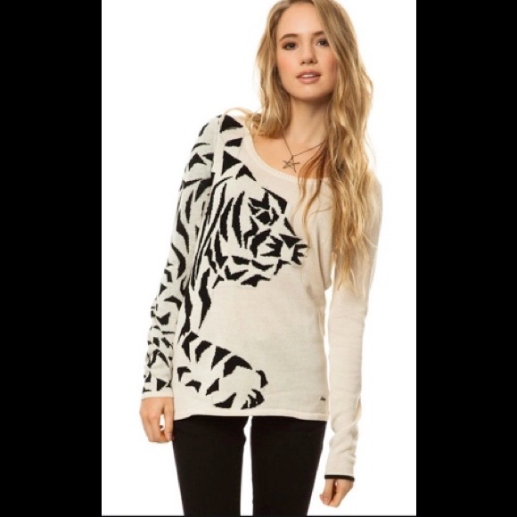 Volcom The Chill Pill Tiger Pullover Sweater Large